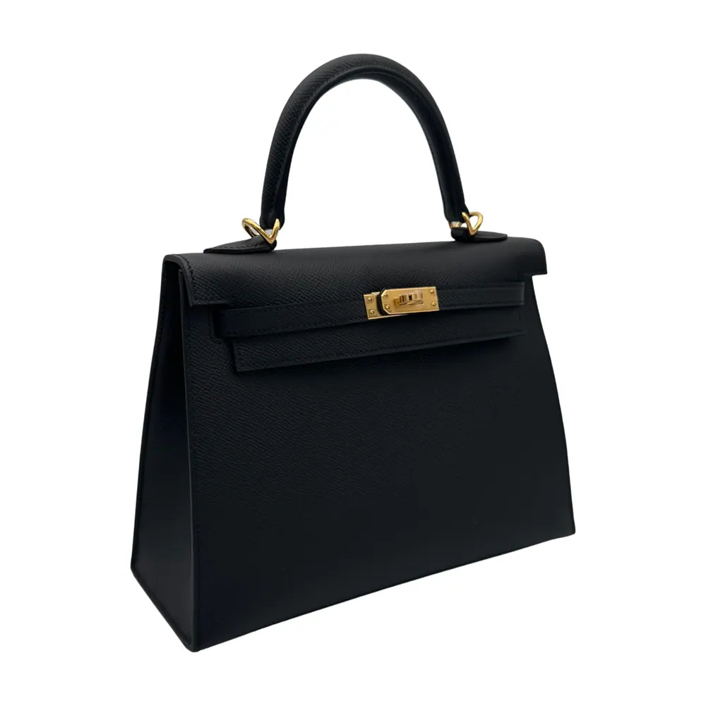 Hermès Kelly 25 Epsom Black Gold Hardware, vista 2