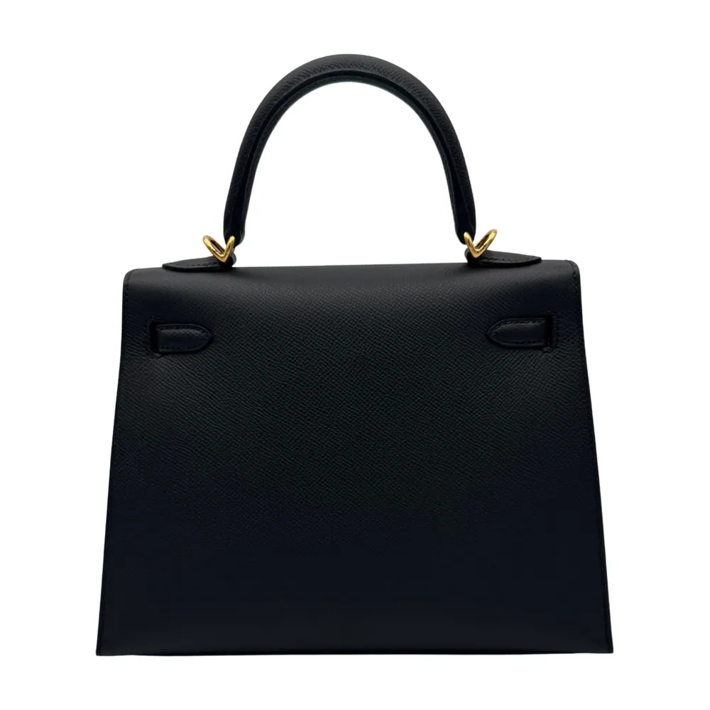 Hermès Kelly 25 Epsom Black Gold Hardware, vista 3