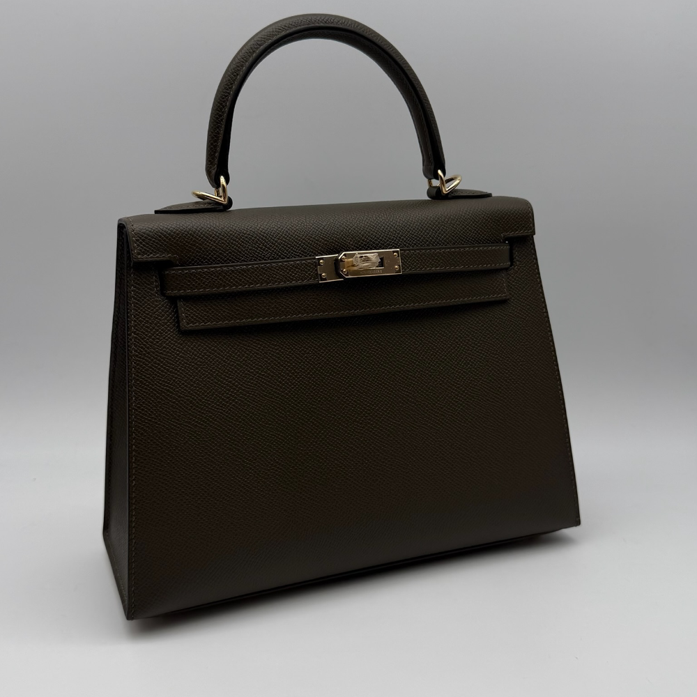 Hermès Kelly 25 Epsom Vert Loden Permabrass Hardware, vista 2