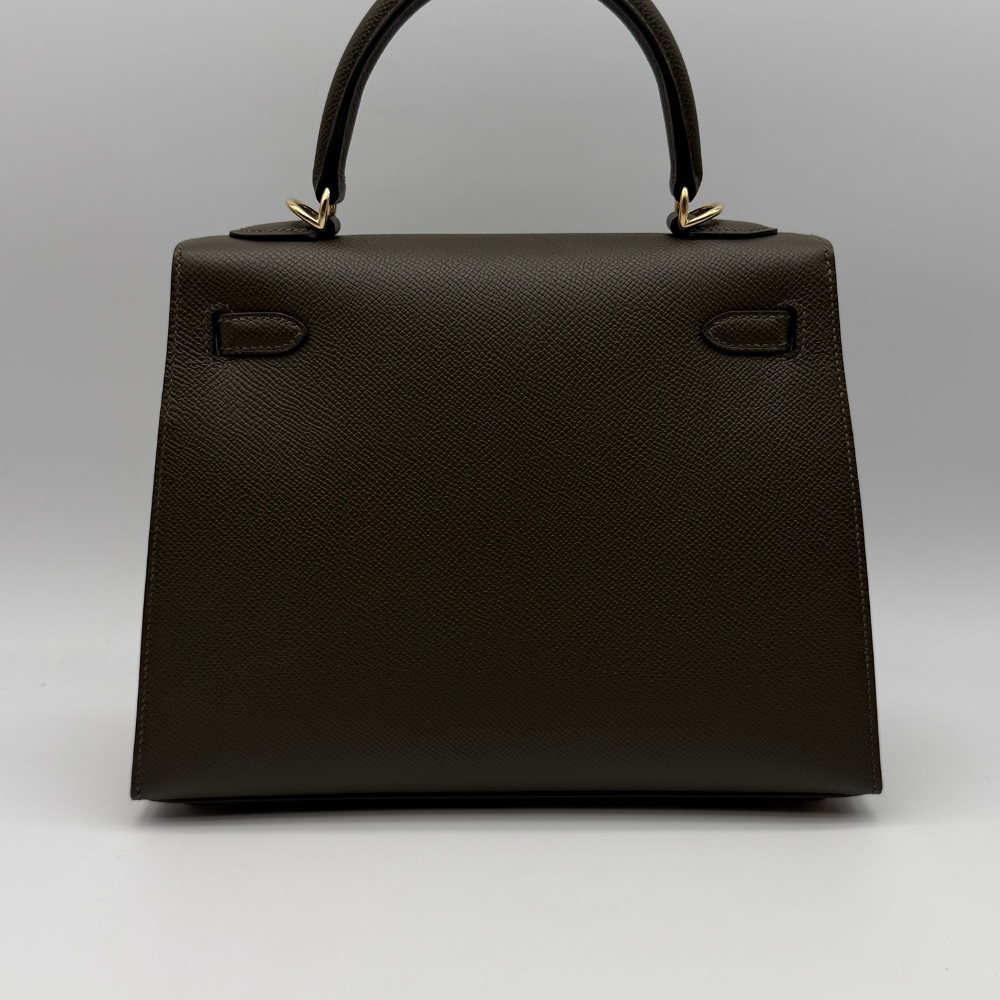 Hermès Kelly 25 Epsom Vert Loden Permabrass Hardware, vista 3