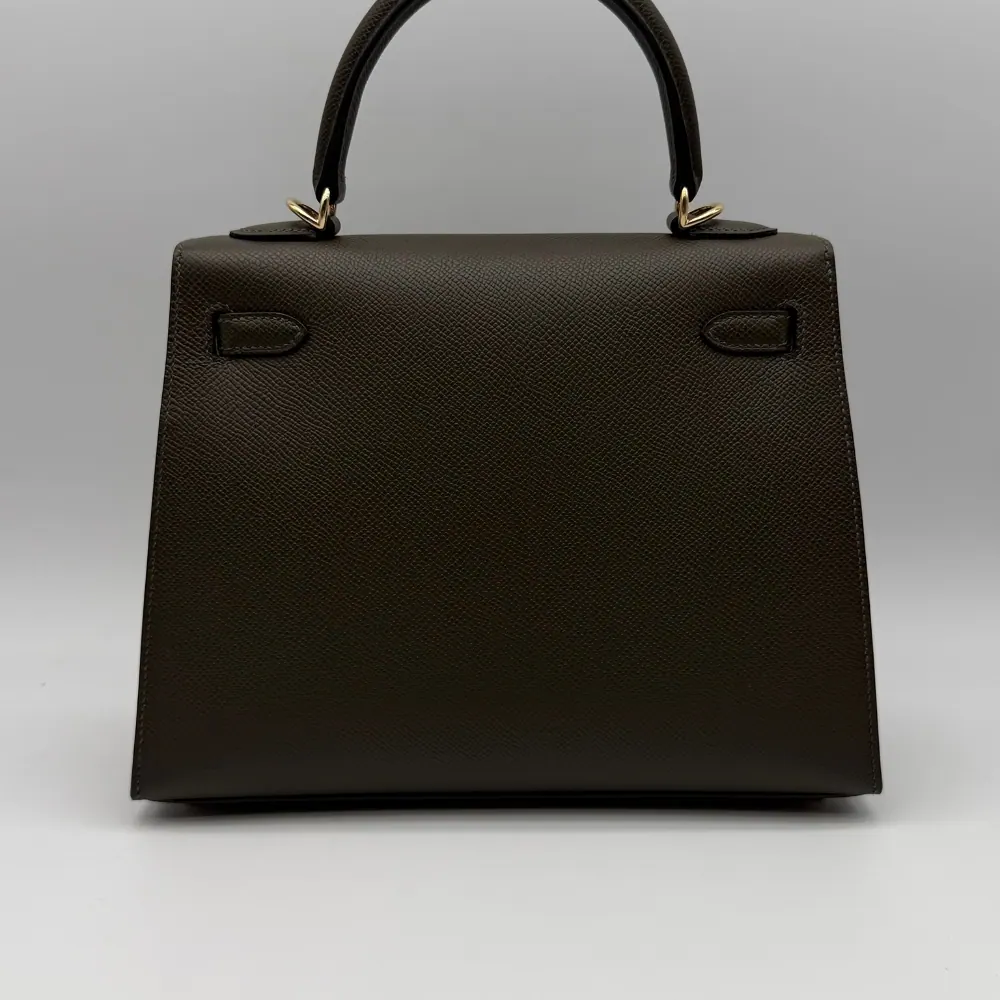Hermès Kelly 25 Epsom Vert Loden Permabrass Hardware, view 3