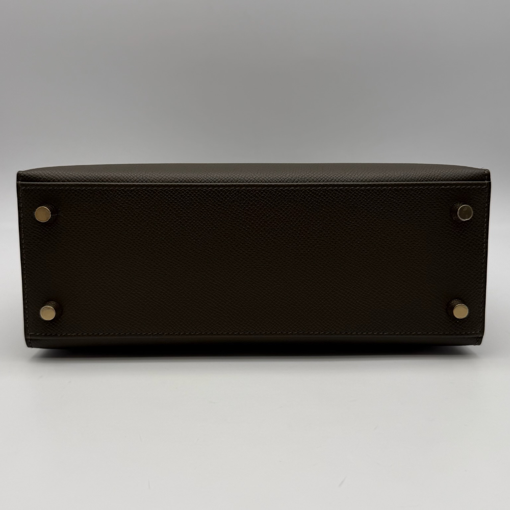 Hermès Kelly 25 Epsom Vert Loden Permabrass Hardware, vista 4