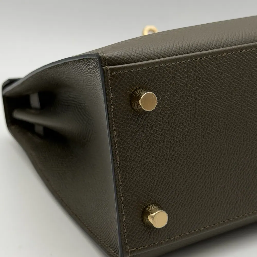 Hermès Kelly 25 Epsom Vert Loden Permabrass Hardware, view 5