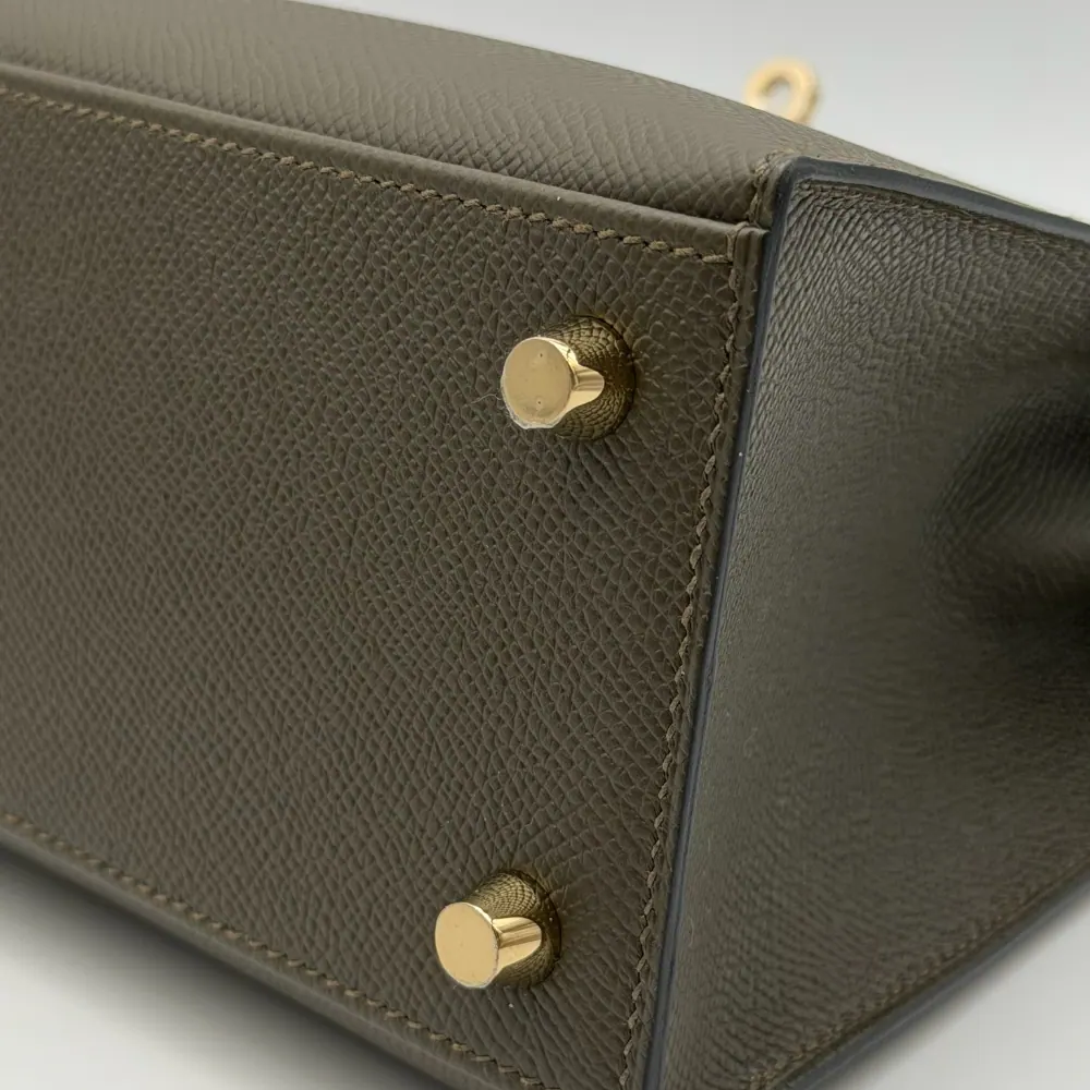 Hermès Kelly 25 Epsom Vert Loden Permabrass Hardware, view 6