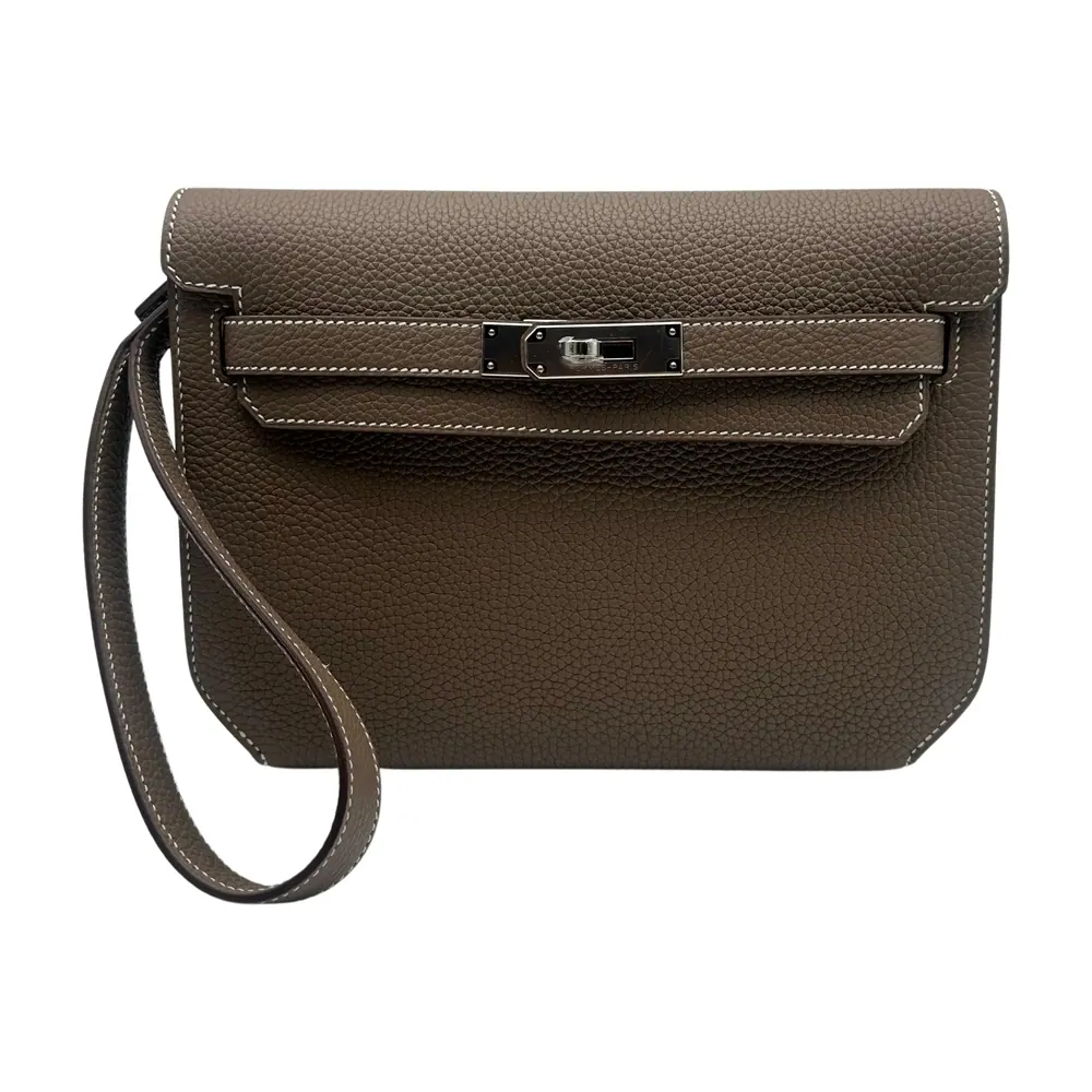 Hermès Kelly Dépêches 25 Togo Etoupe Palladium Hardware