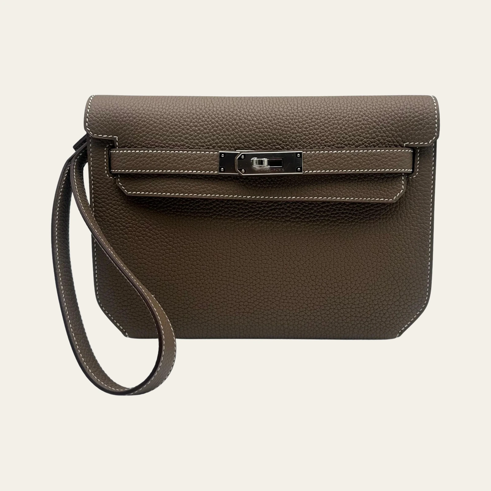 Hermès Kelly Dépêches 25 Togo Etoupe Palladium Hardware