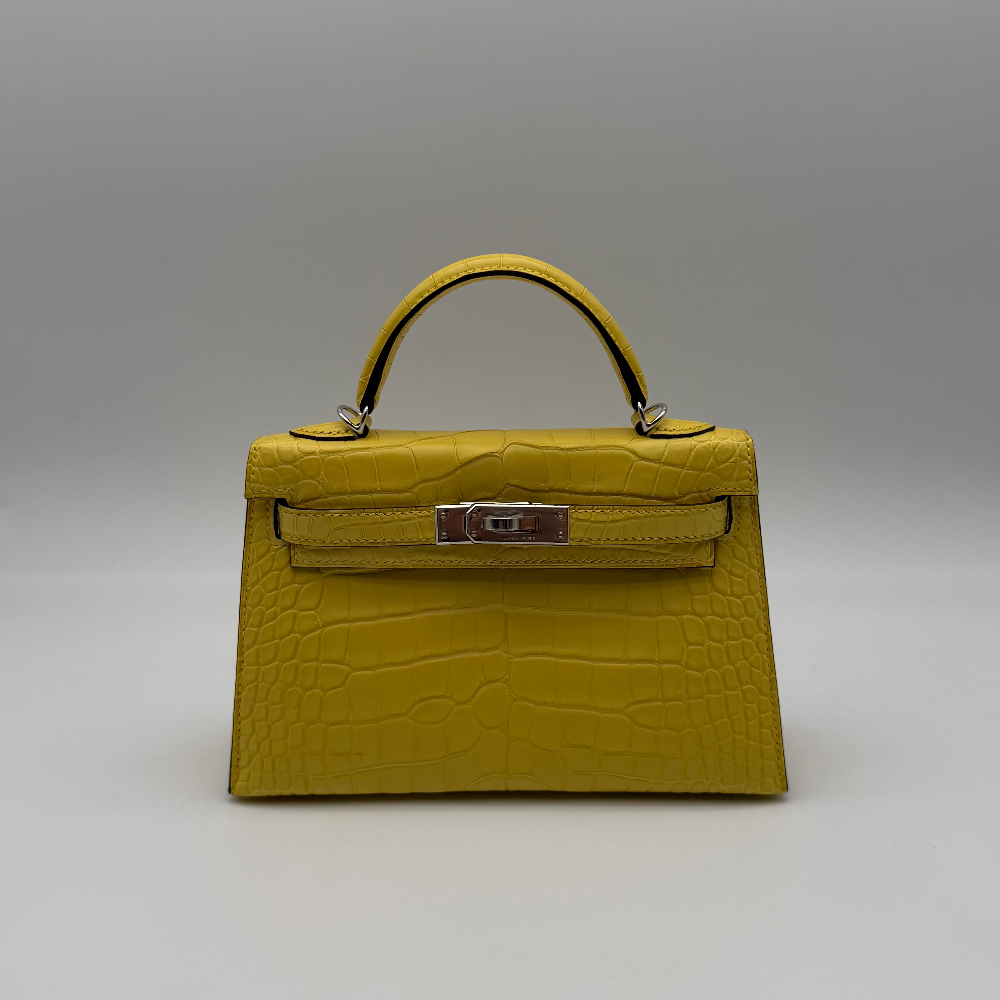 Hermès Kelly Mini Alligator Matte Mimosa Palladium Hardware