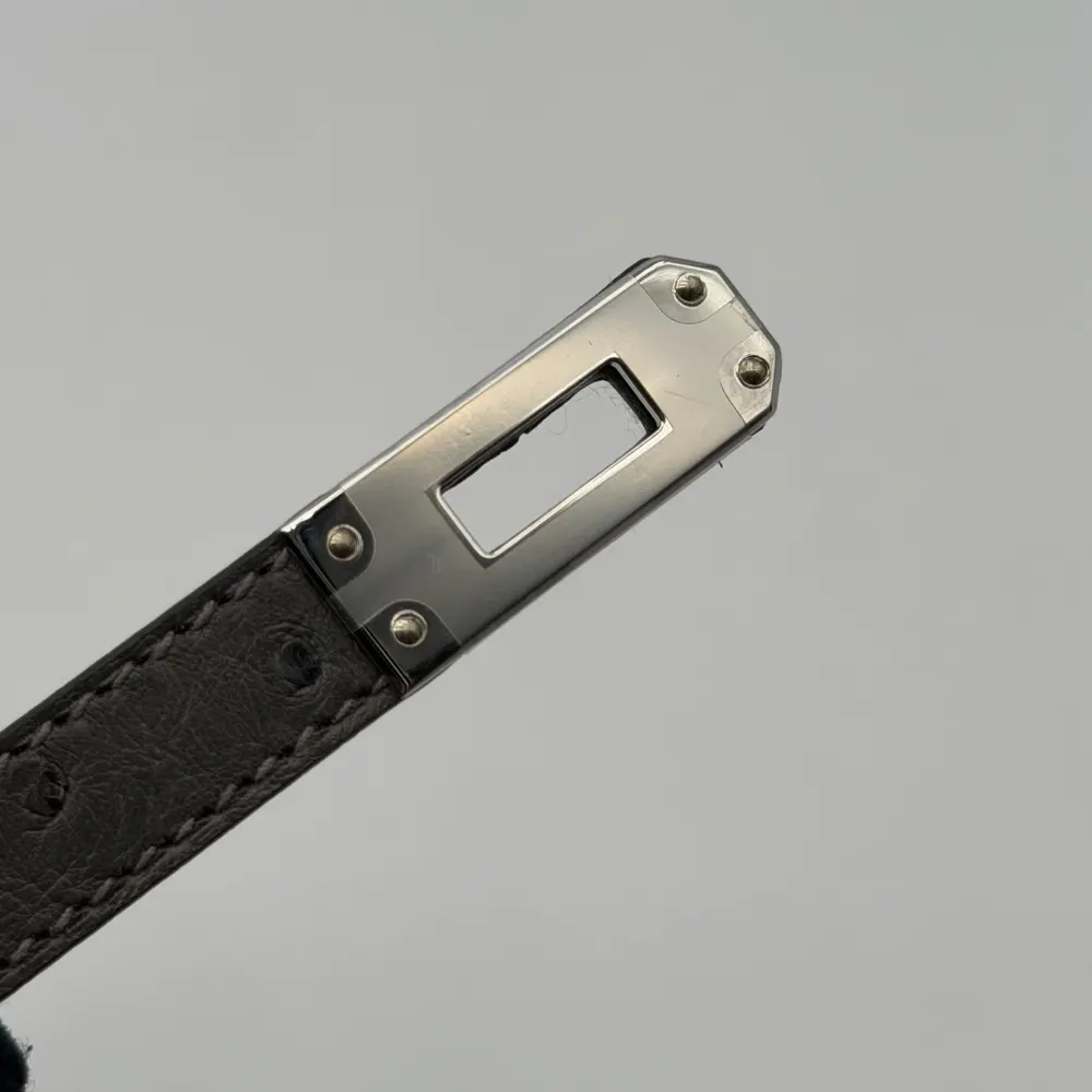 Hermès Kelly Mini Ostrich Gris Meyer / Gris Perle Palladium Hardware, vista 9