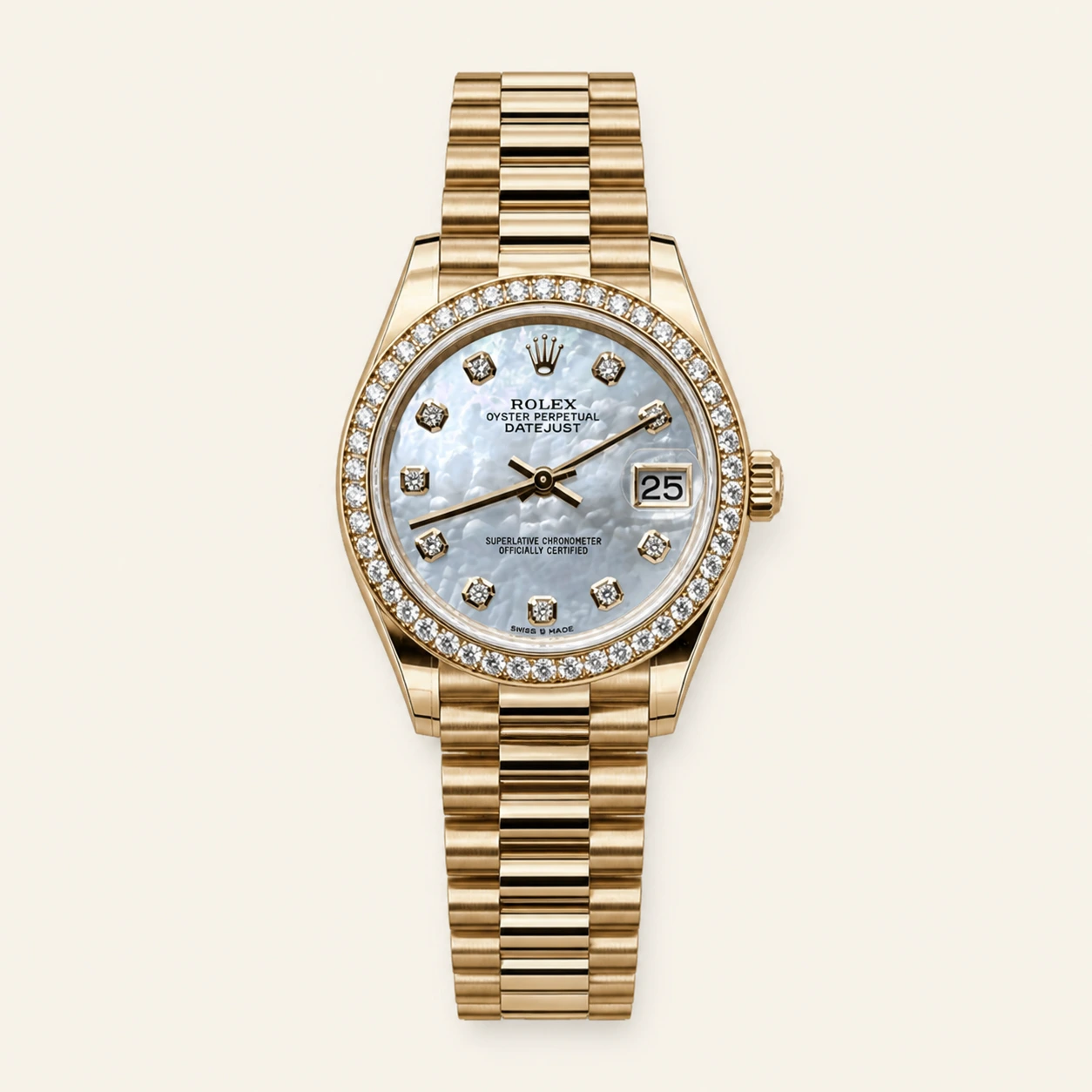 Rolex Datejust 31mm Gold Mother Of Pearl Dial RBR