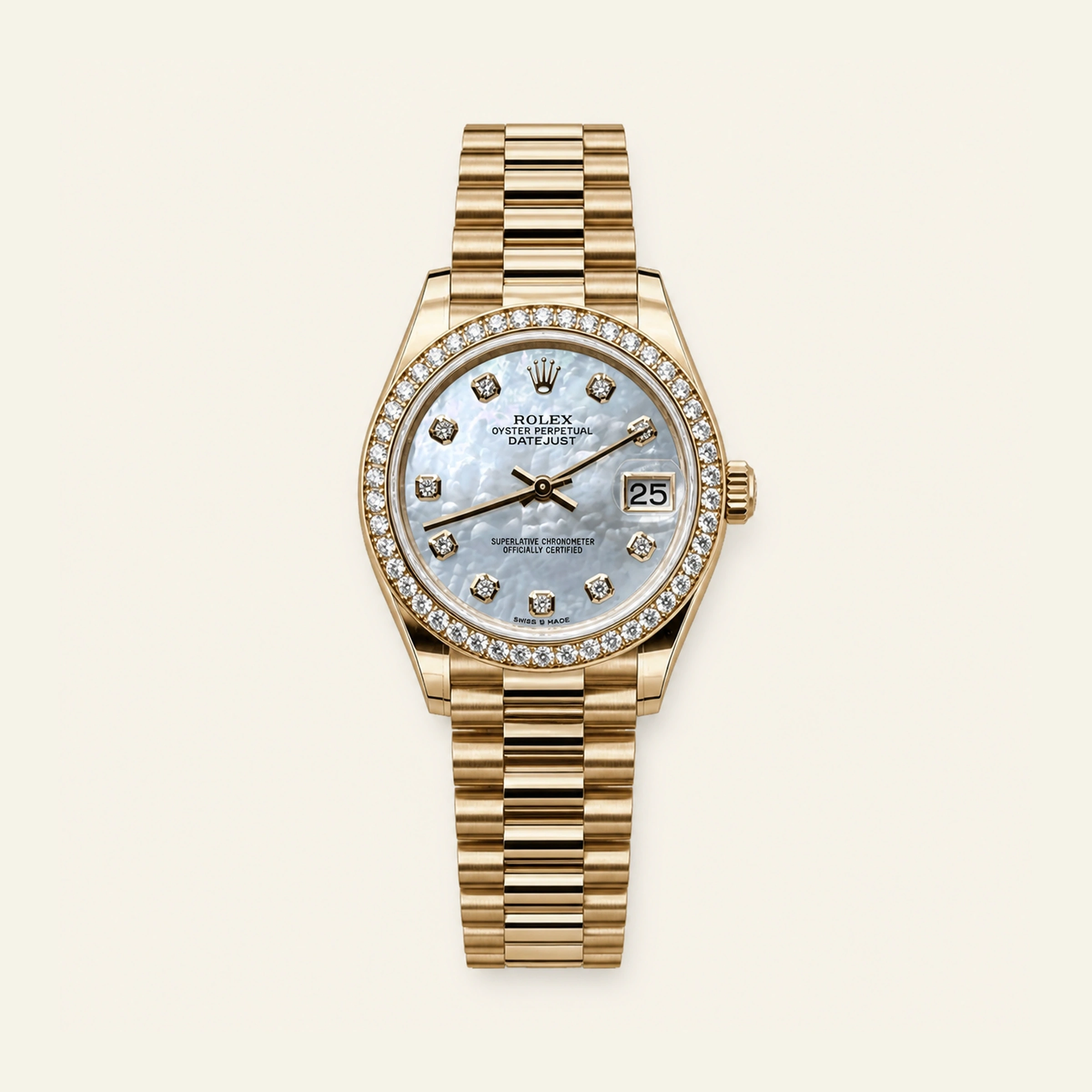 Rolex Datejust 31mm Gold Mother Of Pearl Dial RBR