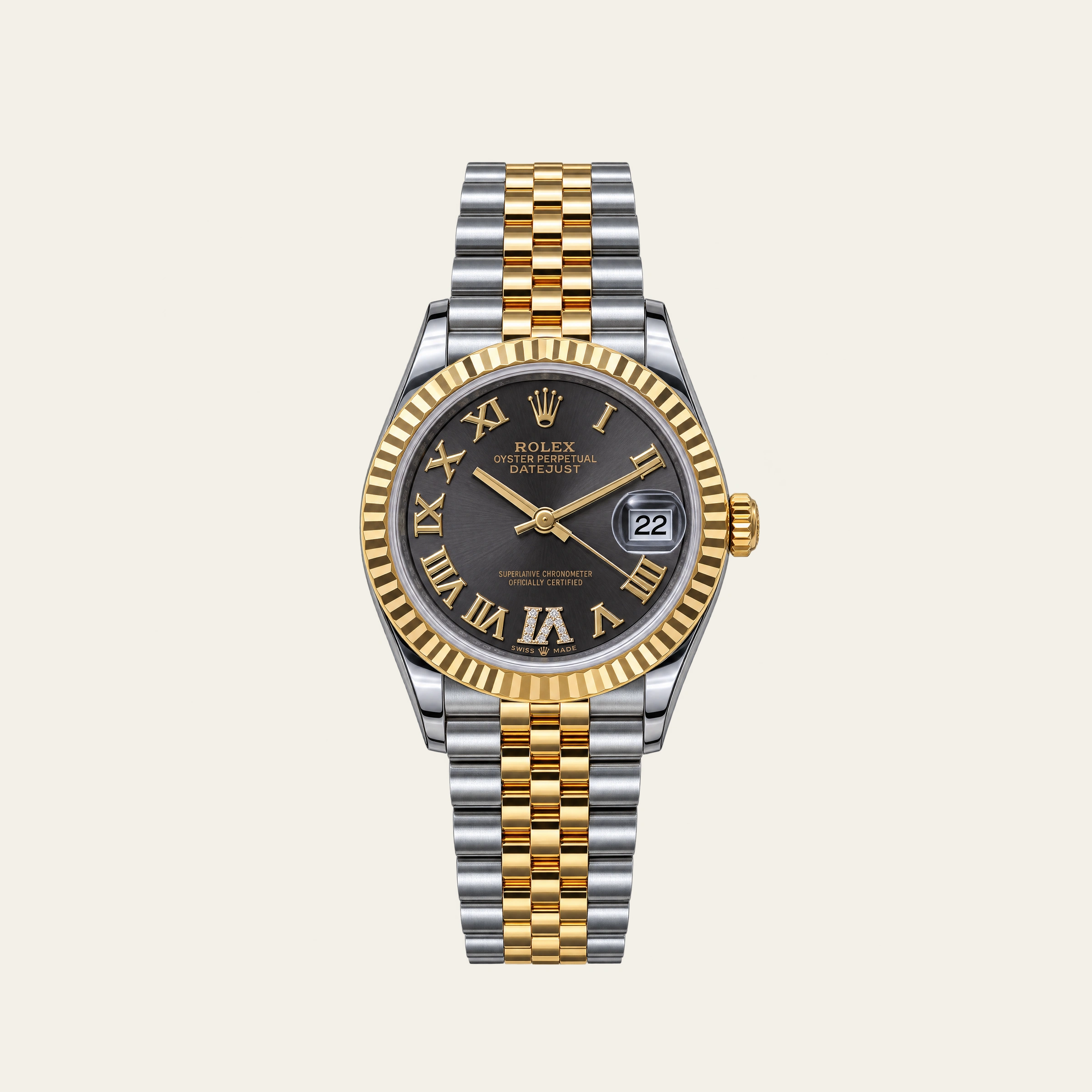 Rolex Datejust 31mm Steel & Gold Rhodium Roman Diamonds Dial