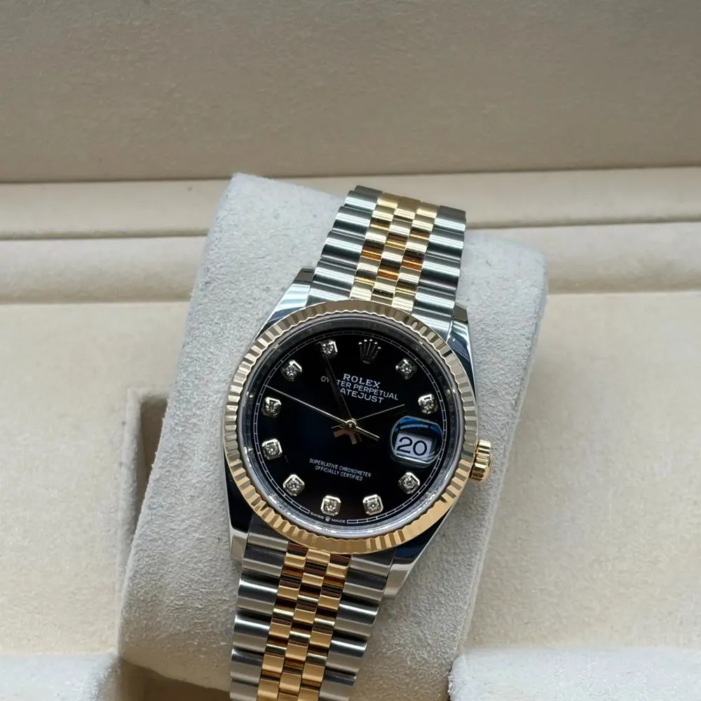 Rolex Datejust 36mm Steel/Gold Black Diamonds Dial