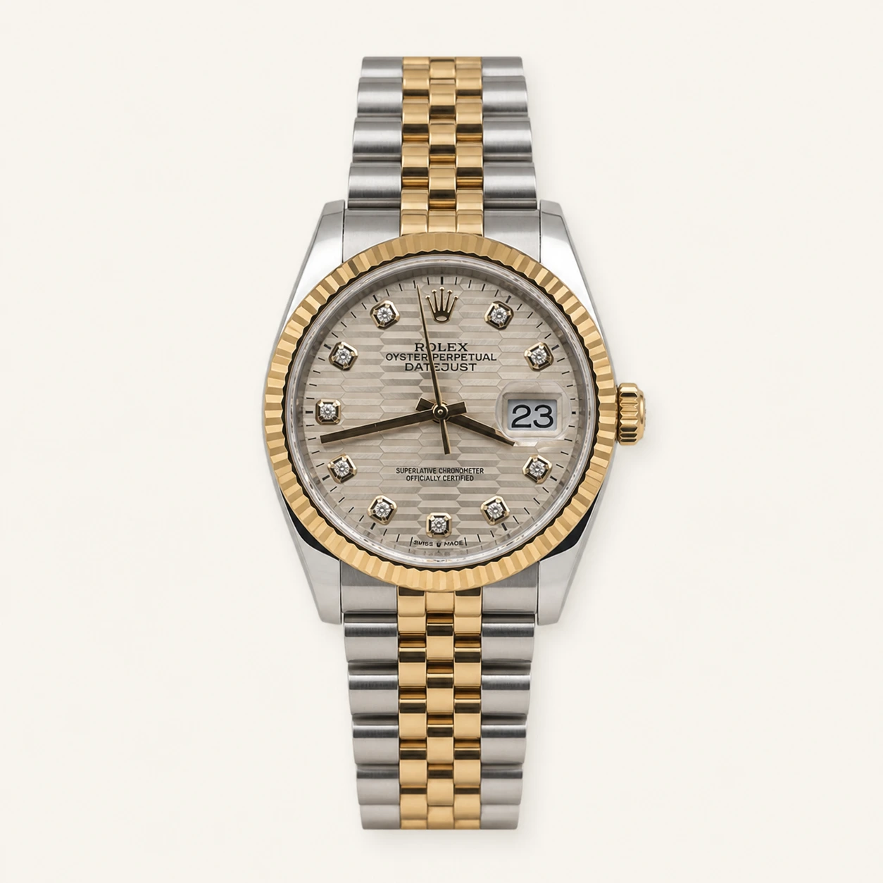 Rolex Datejust 36mm Steel/Gold Motif Diamonds Dial