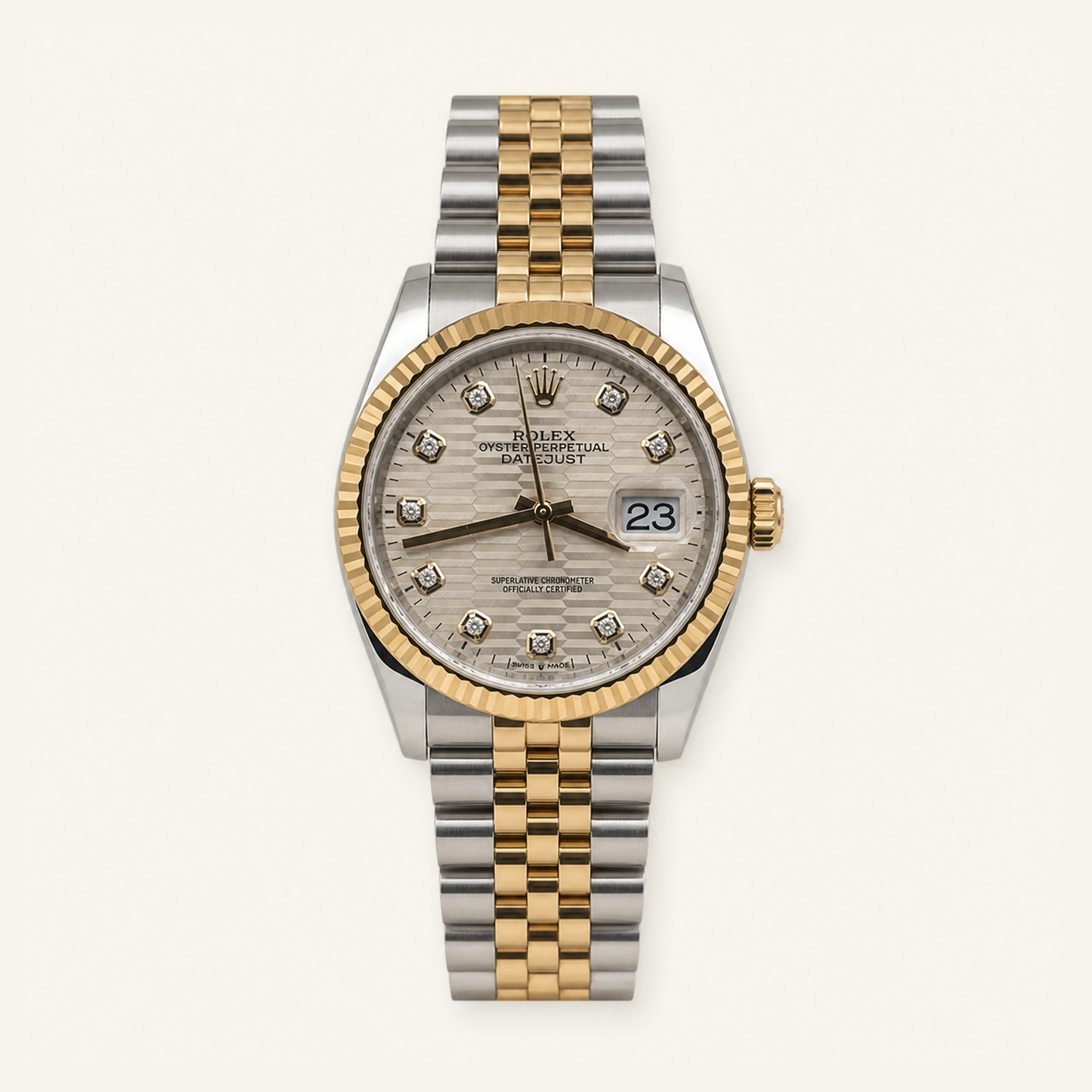 Rolex Datejust 36mm Steel/Gold Motif Diamonds Dial