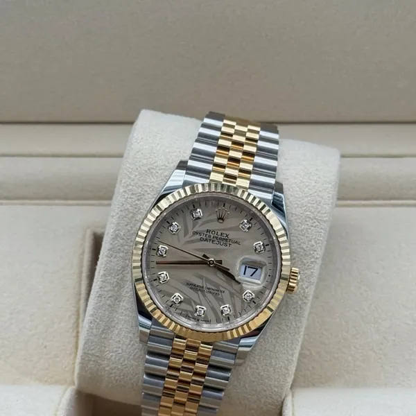 Rolex Datejust 36mm Steel/Gold Palm Diamond Dial