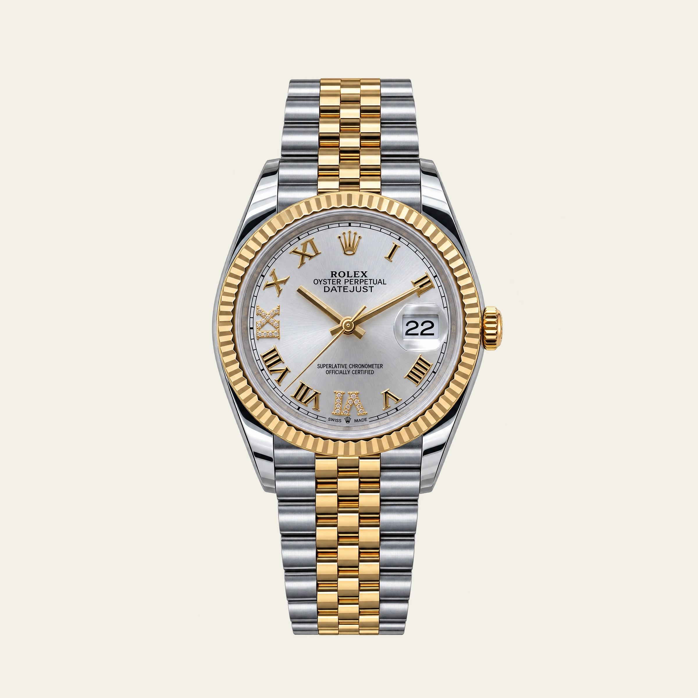 Rolex Datejust 36mm Steel & Gold Silver 6&9 Diamonds Dial 2022