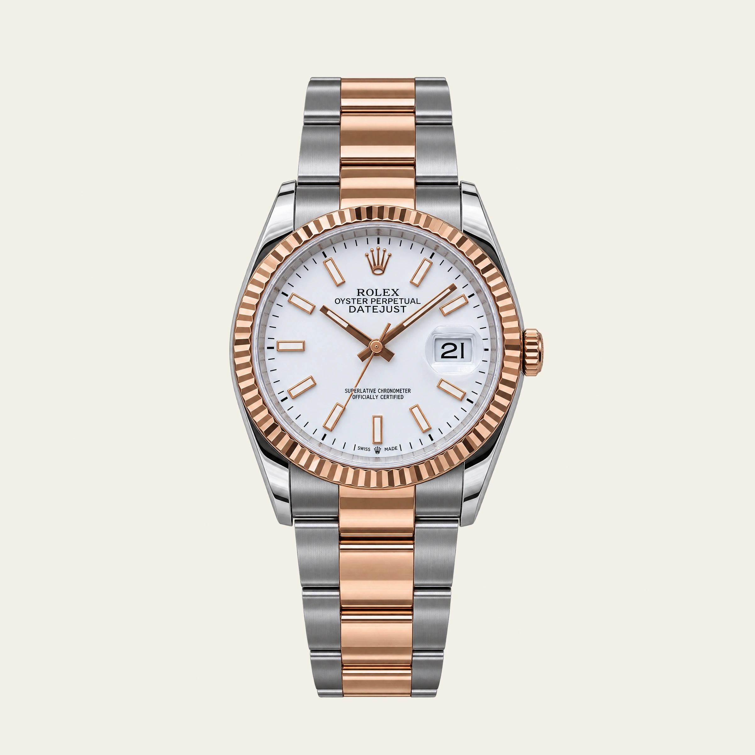 Rolex Datejust 36mm Steel & Gold White Dial