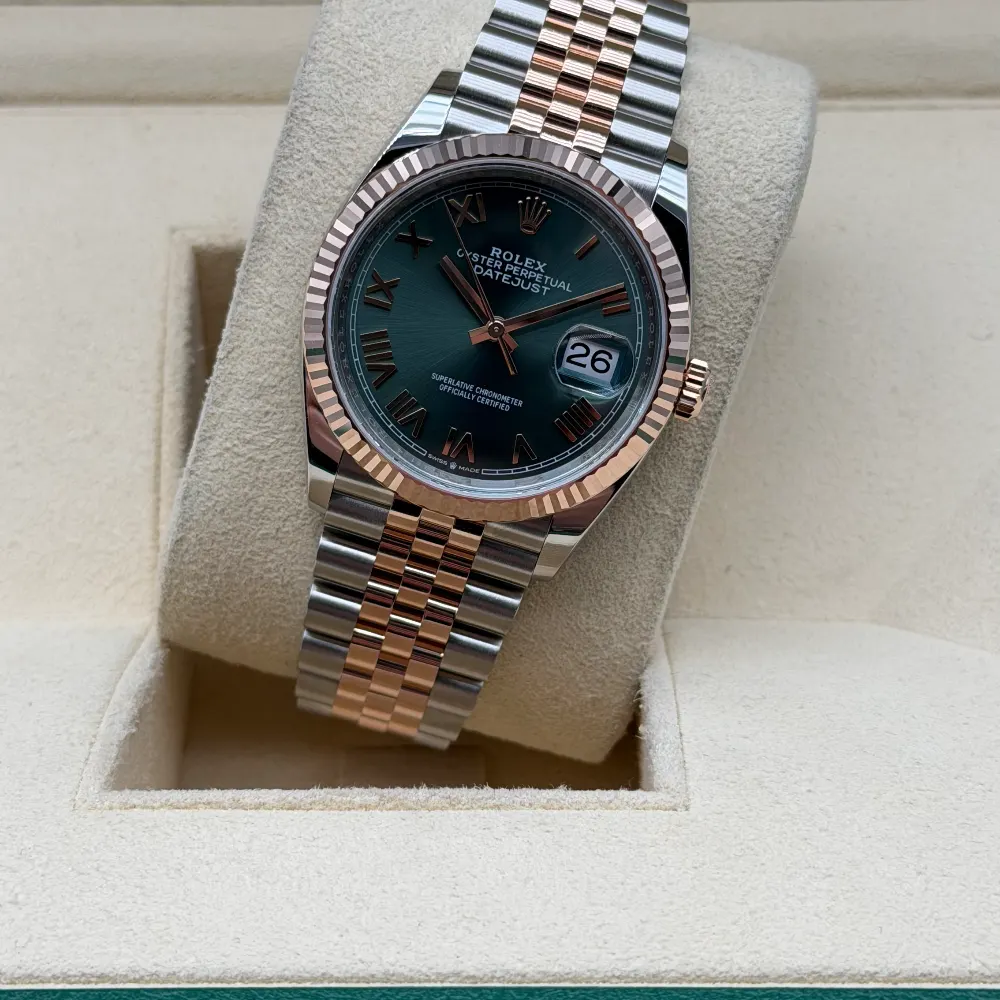 Rolex Datejust 36mm Steel & Rose Gold Green Dial