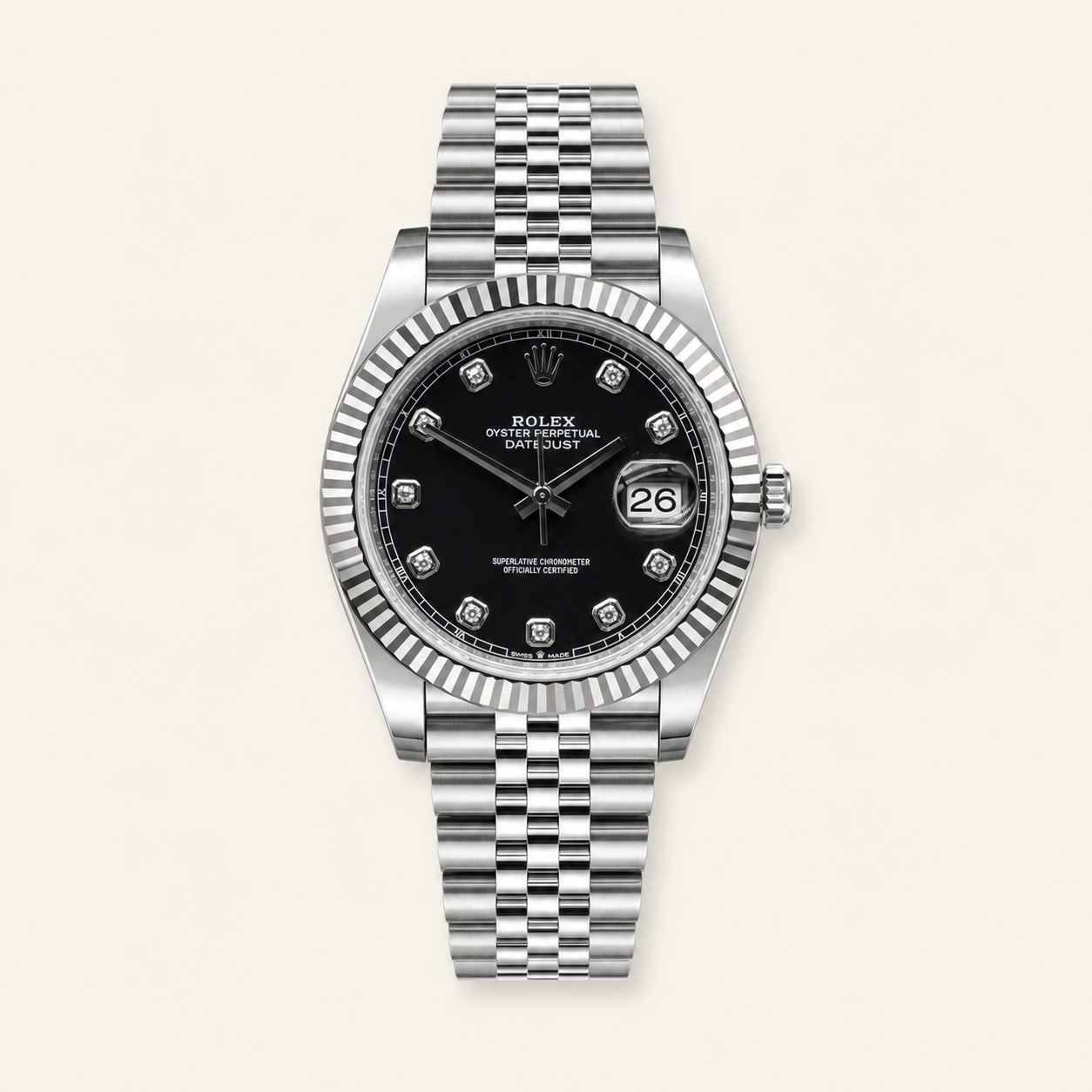 Rolex Datejust 41mm Steel Black Diamonds Dial