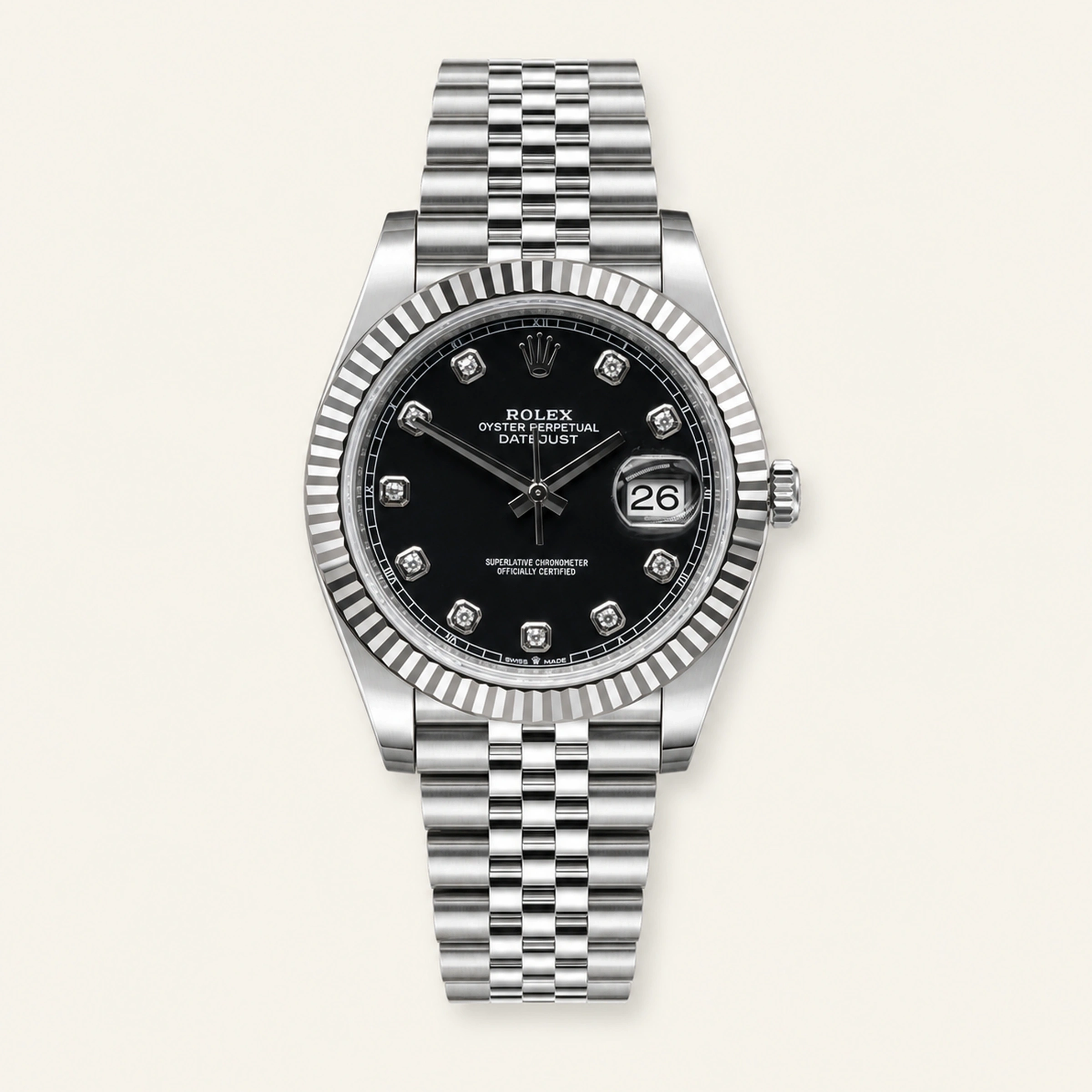 Rolex Datejust 41mm Steel Black Diamonds Dial