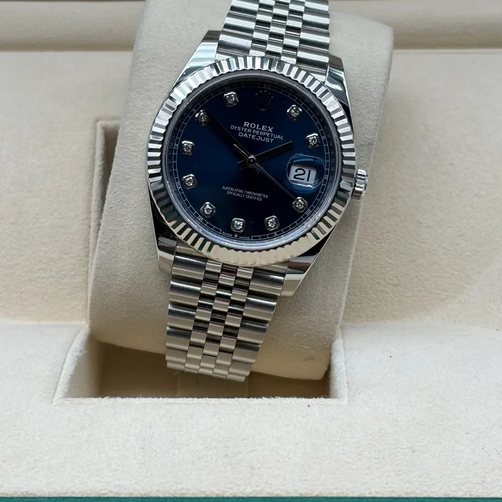 Rolex Datejust 41mm Steel Blue with Diamonds Dial