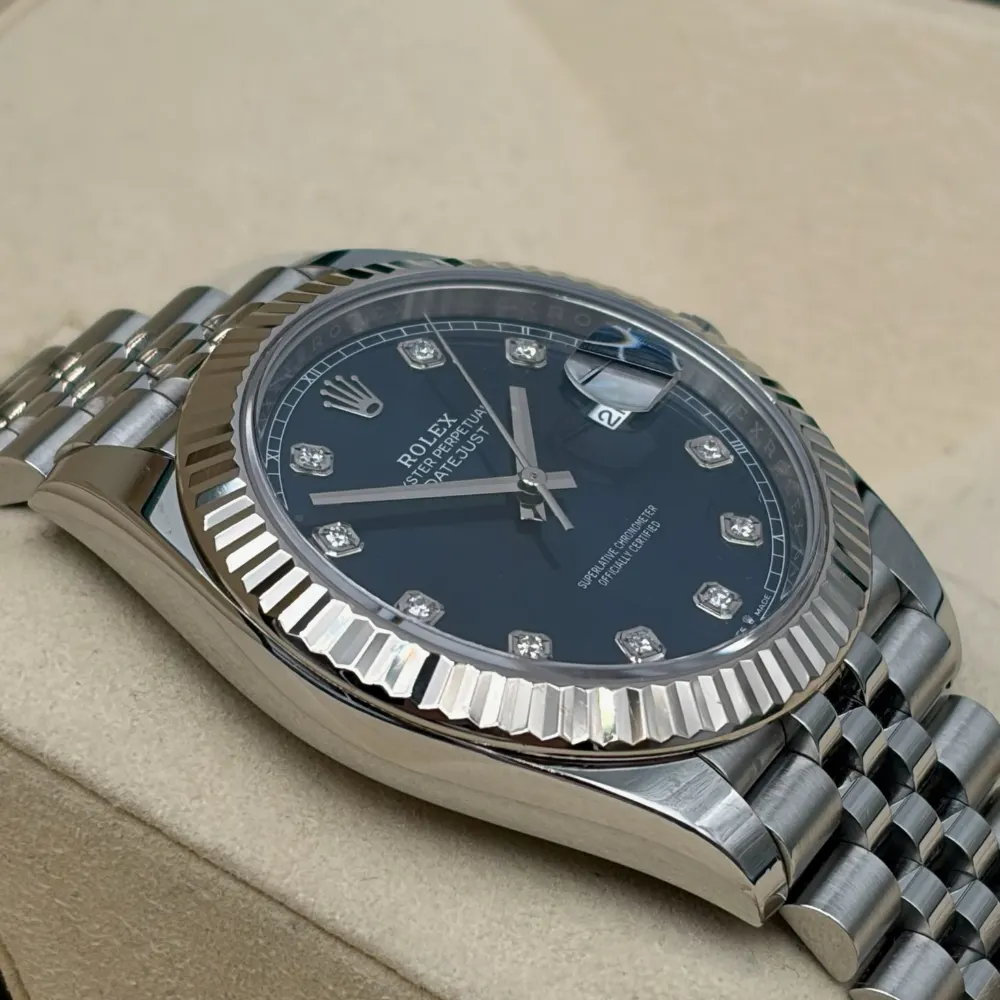 Rolex Datejust 41mm Steel Blue with Diamonds Dial, view 2