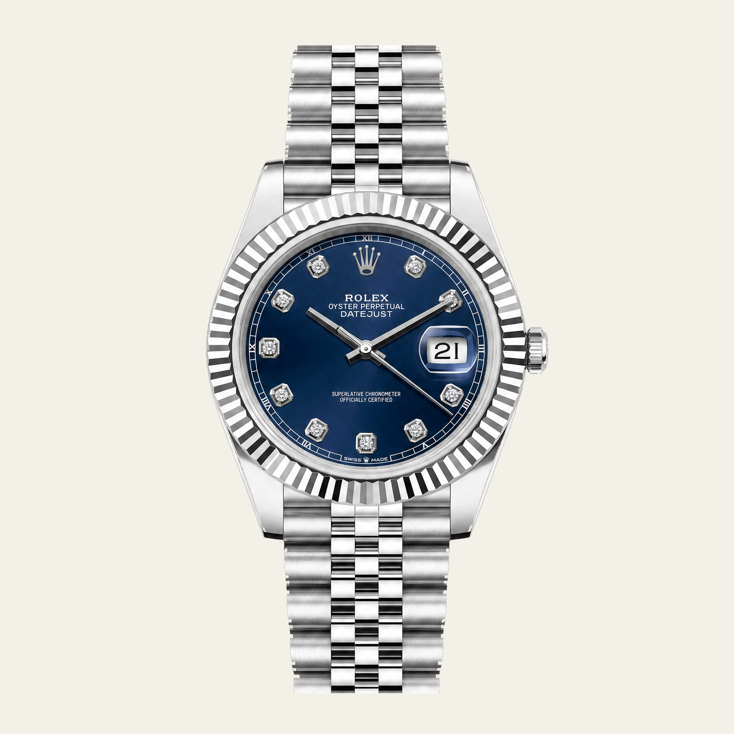 Rolex Datejust 41mm Steel Blue with Diamonds Dial