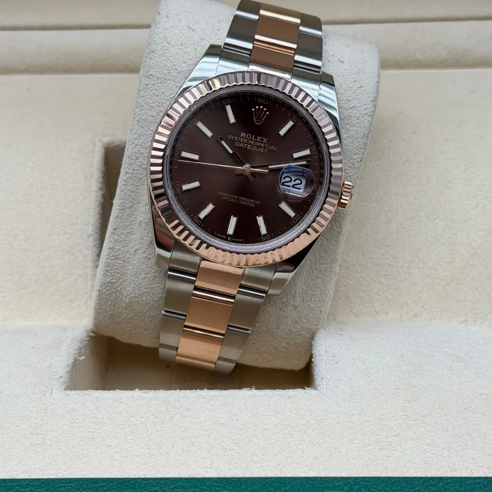 Rolex Datejust 41mm Steel & Rose Gold Chocolate Dial