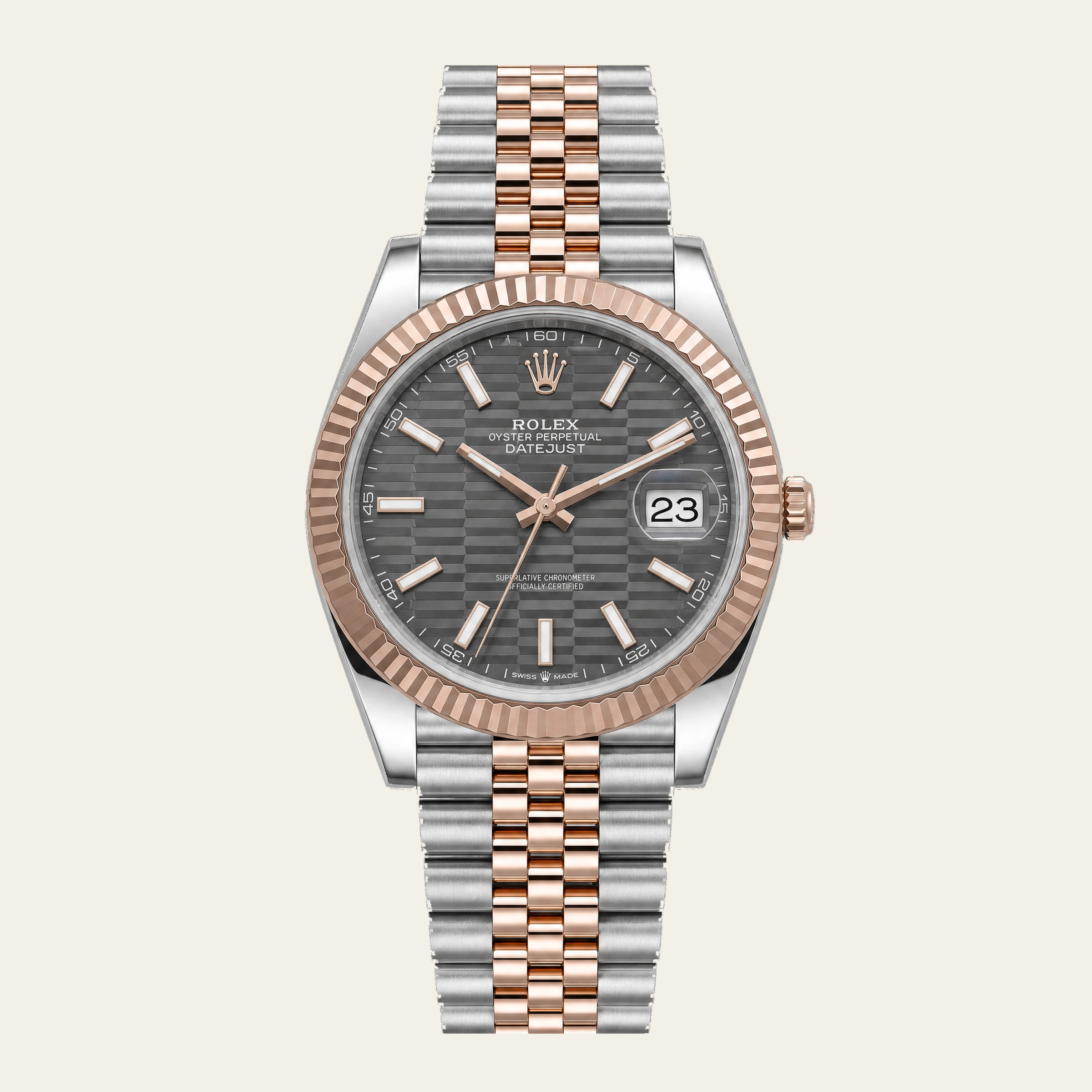 Rolex Datejust 41mm Steel & Rose Gold Grey Motif Dial