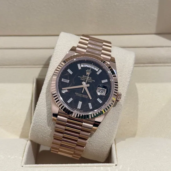 Rolex Day Date 40mm Rose Gold Eisenkiesel Baguette Dial