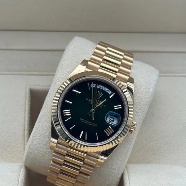 Rolex Day Date 40mm Gold Green Ombre Dial