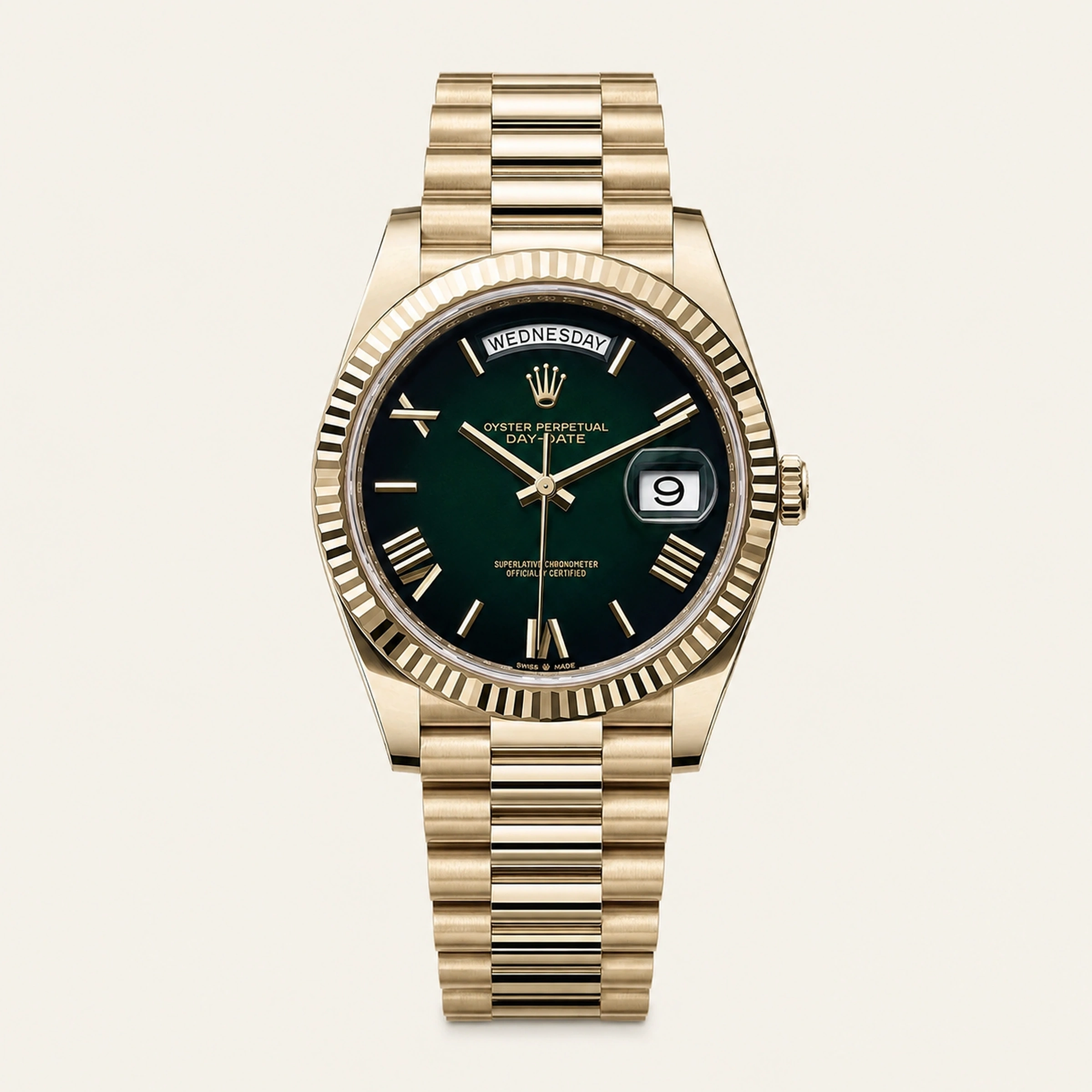 Rolex Day Date 40mm Gold Green Ombre Dial