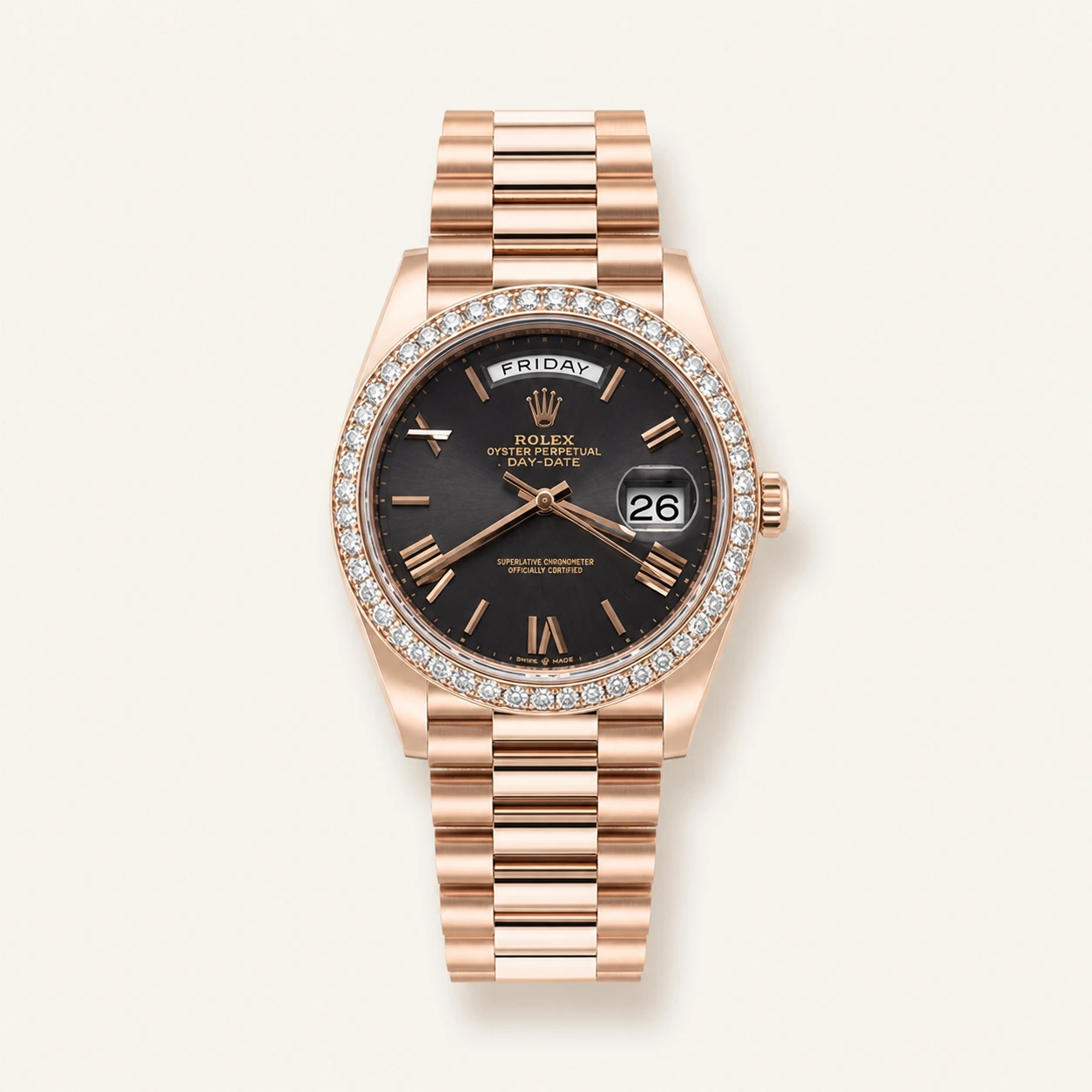 Rolex Day Date 40mm Rose Gold Black Ombre Dial RBR