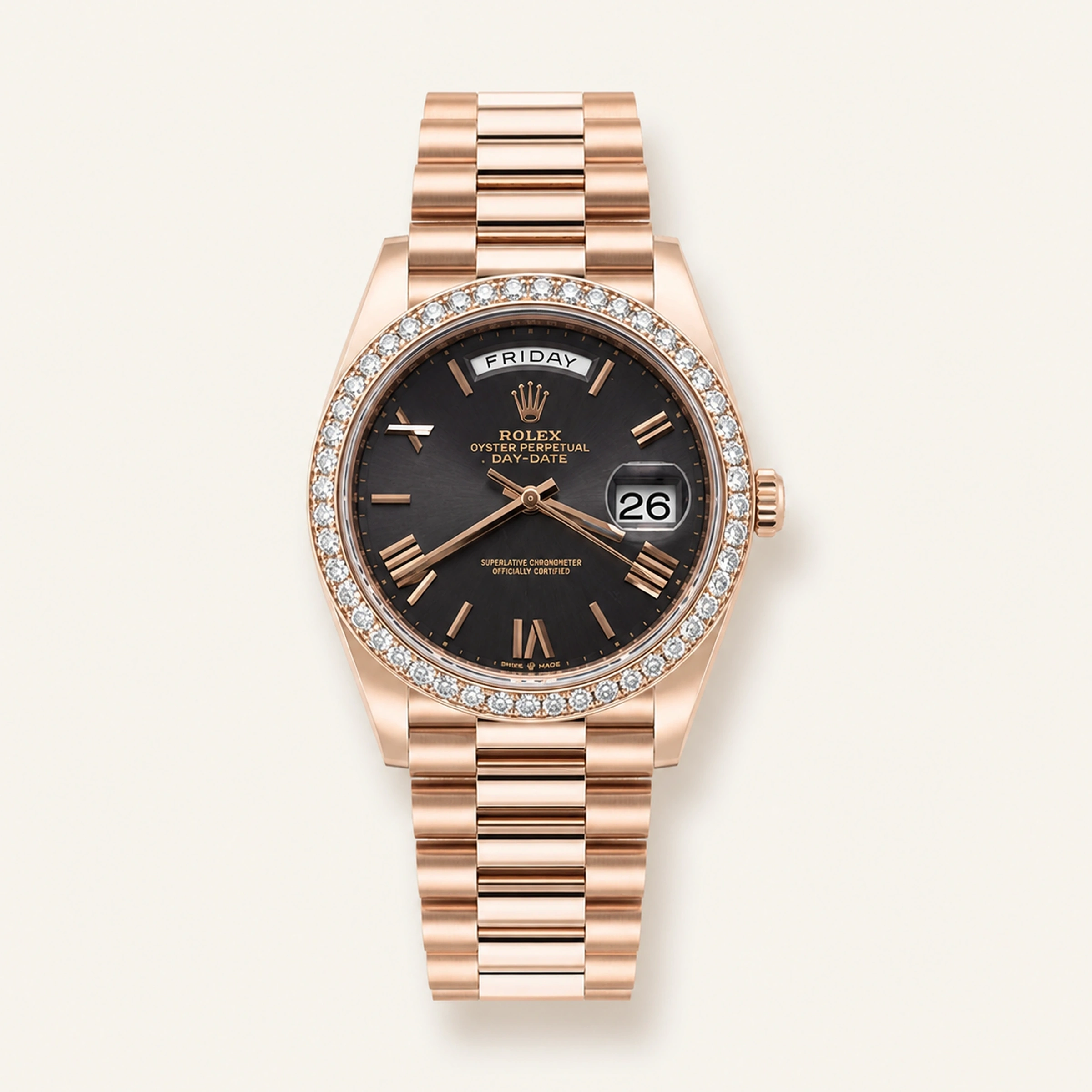 Rolex Day Date 40mm Rose Gold Black Ombre Dial RBR