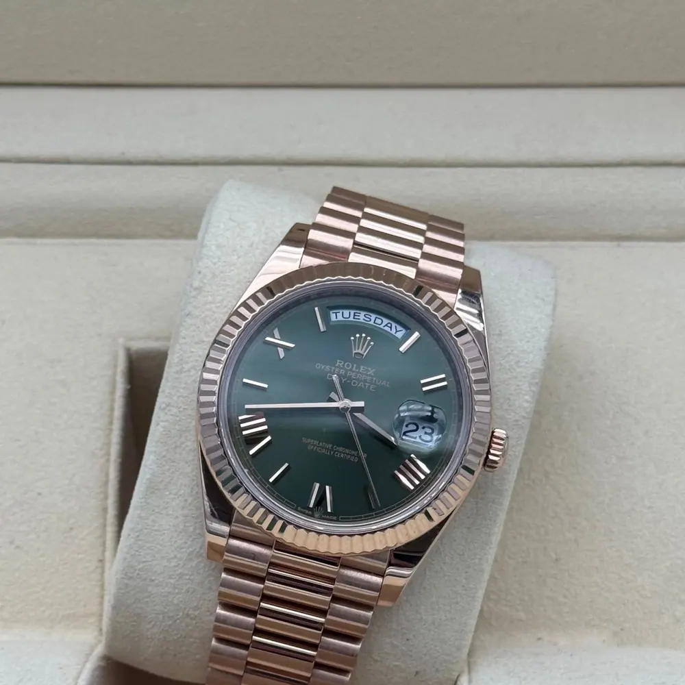 Rolex Day Date 40mm Rose Gold Olive Dial 2021