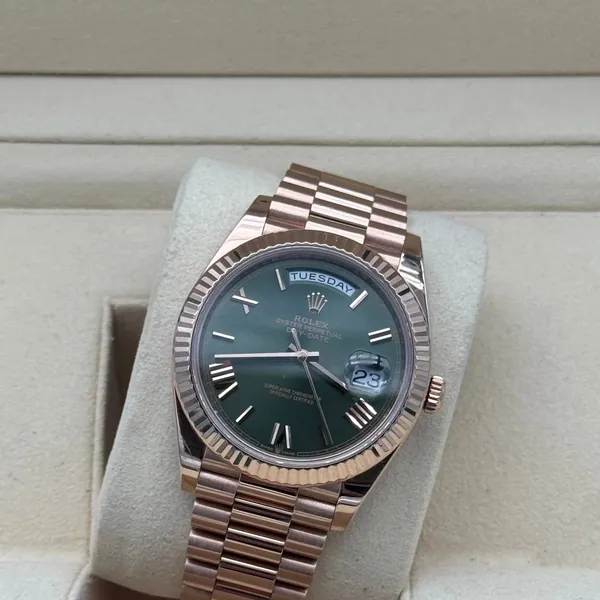Rolex Day Date 40mm Rose Gold Olive Dial 2021