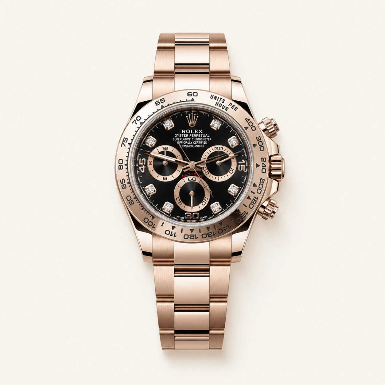 Rolex Daytona Rose Gold Black Diamonds Dial