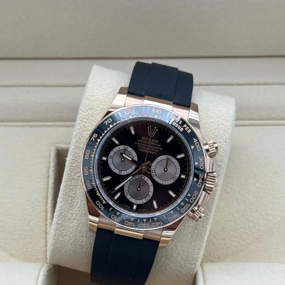 Rolex Daytona Rose Gold Oysterflex Black Dial