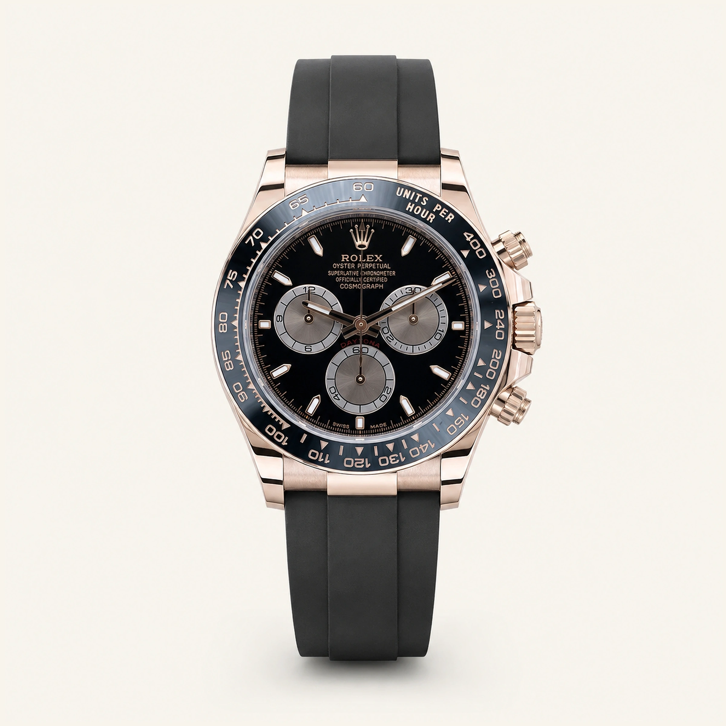 Rolex Daytona Rose Gold Oysterflex Black Dial