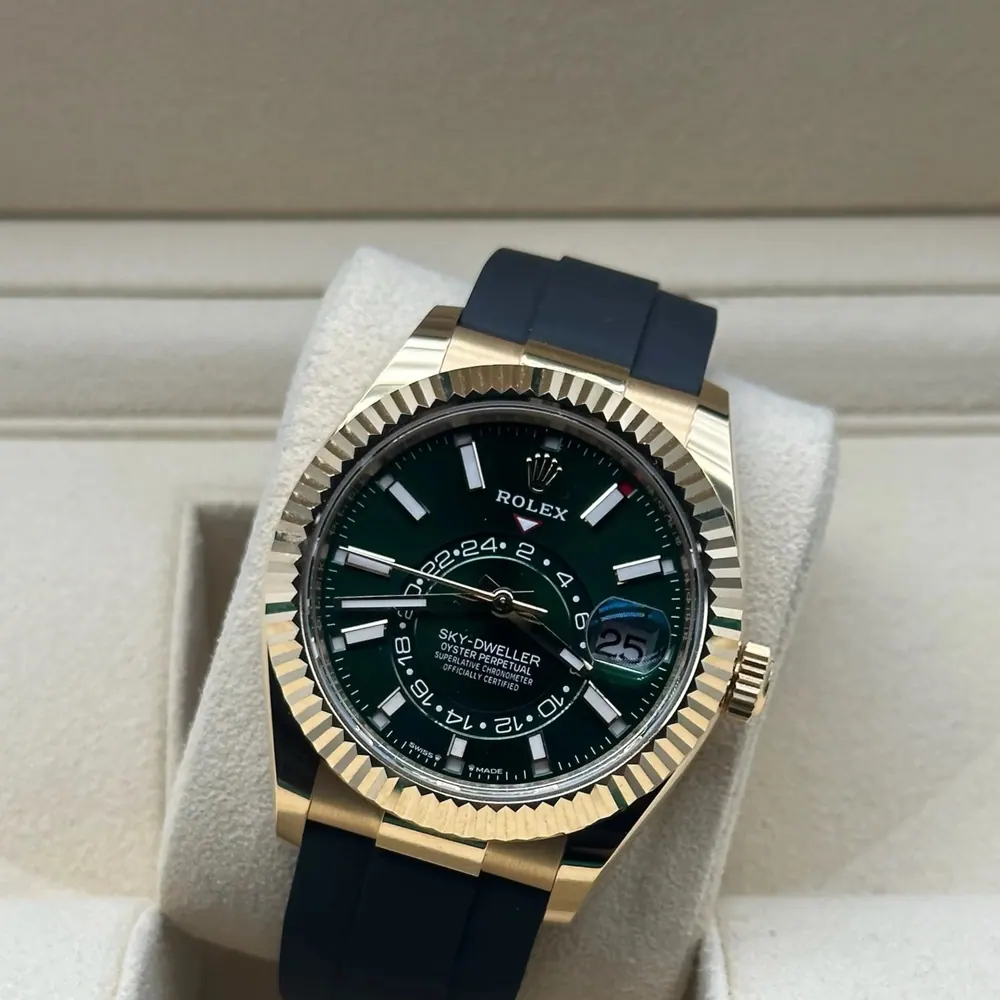 Rolex Sky Dweller Osyterflex Gold Green Dial